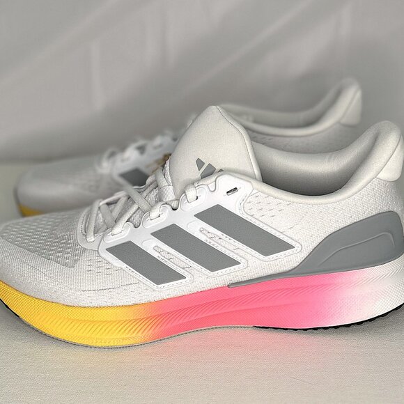 Adidas Ultrarun 5 Running Shoes White/Glory Gray/Lucid Pink/Yellow  S 9m/10.5w - Picture 1 of 6